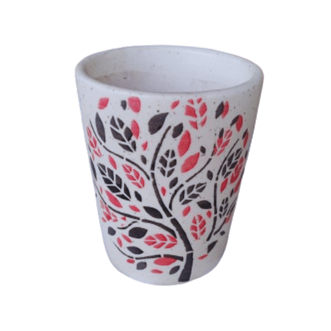 Bucket Shaped - Printed Ceramic Pot 4 Inch / Orange Print