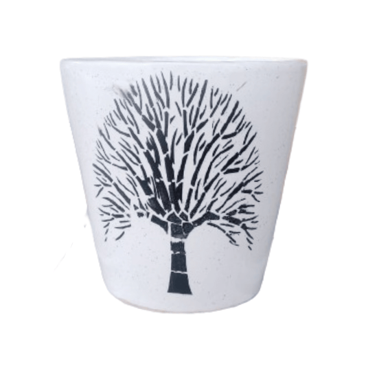Bucket Shaped - Printed Ceramic Pot 4 Inch / White Print