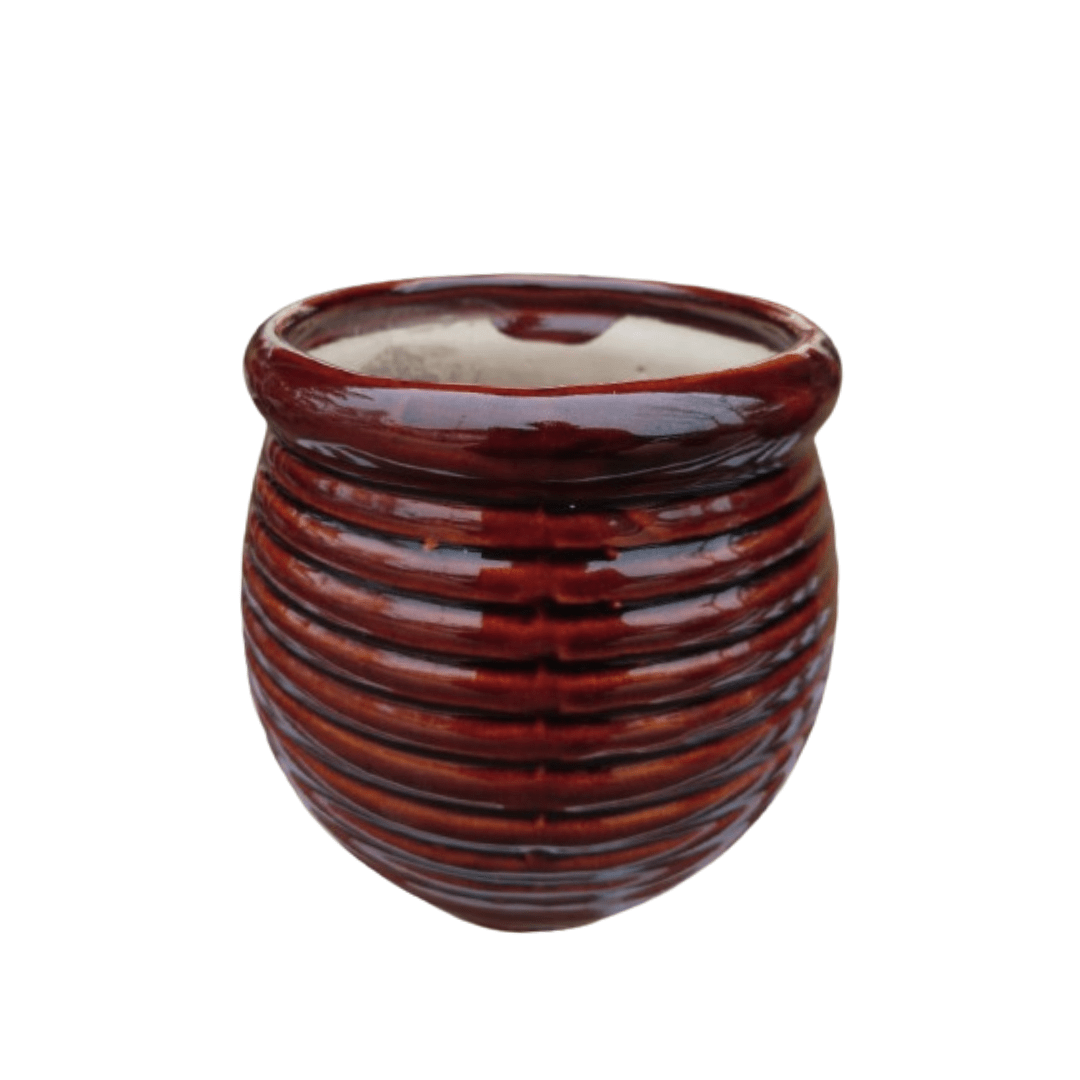 Double Glaze Ceramic Pot 6 Inch / Brown