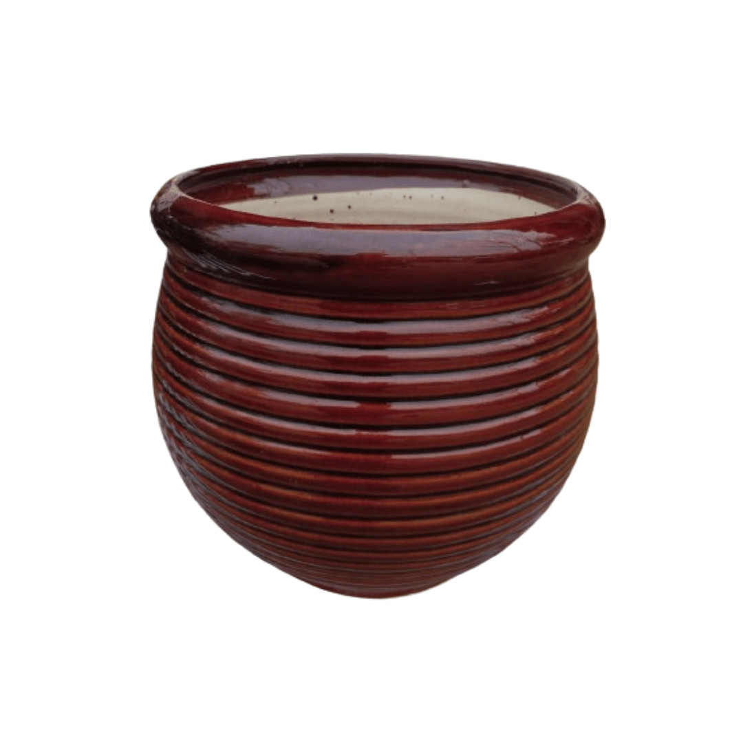 Double Glaze Ceramic Pot 8 Inch / Brown