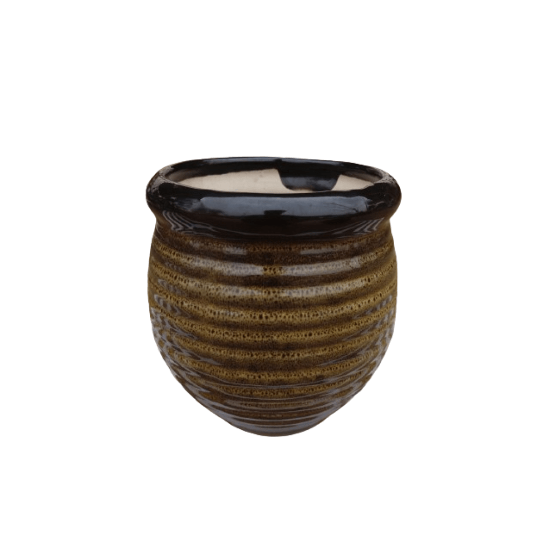 Double Glaze Ceramic Pot 6 Inch / Black