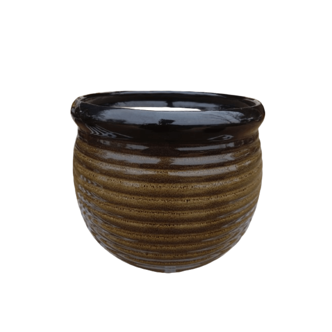 Double Glaze Ceramic Pot 8 Inch / Black