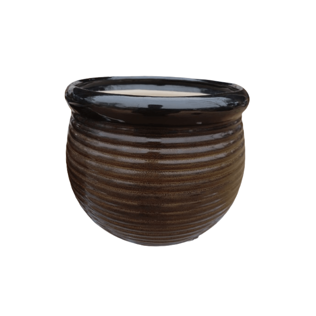 Double Glaze Ceramic Pot 12 Inch / Black