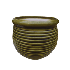 Double Glaze Ceramic Pot 8 Inch / Green