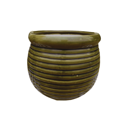 Double Glaze Ceramic Pot 6 Inch / Green