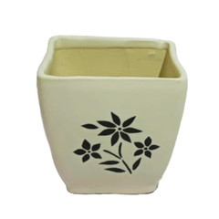 Square Bonsai Ceramic Pot White / Painting Bonsai