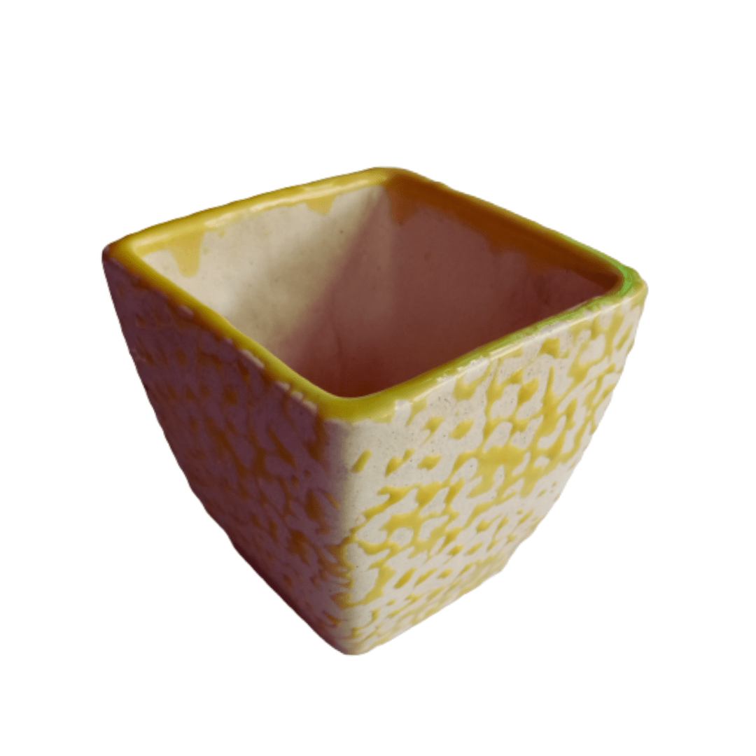 Square Bonsai Ceramic Pot Yellow / RD Bonsai