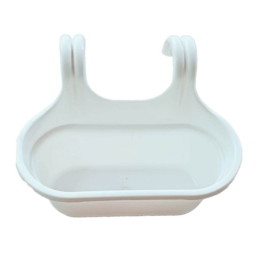 Railing Planter - Double Hook Plastic Pot White