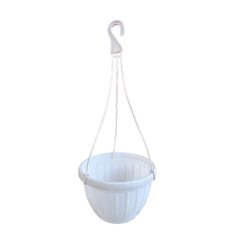 White Hanging Plastic Basket - Outdoor Plant Holder
