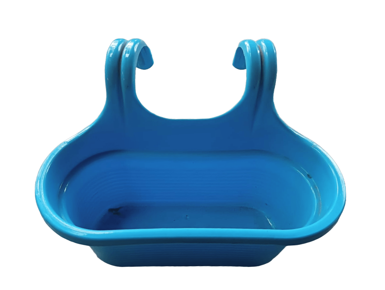 Railing Planter - Double Hook Plastic Pot Blue