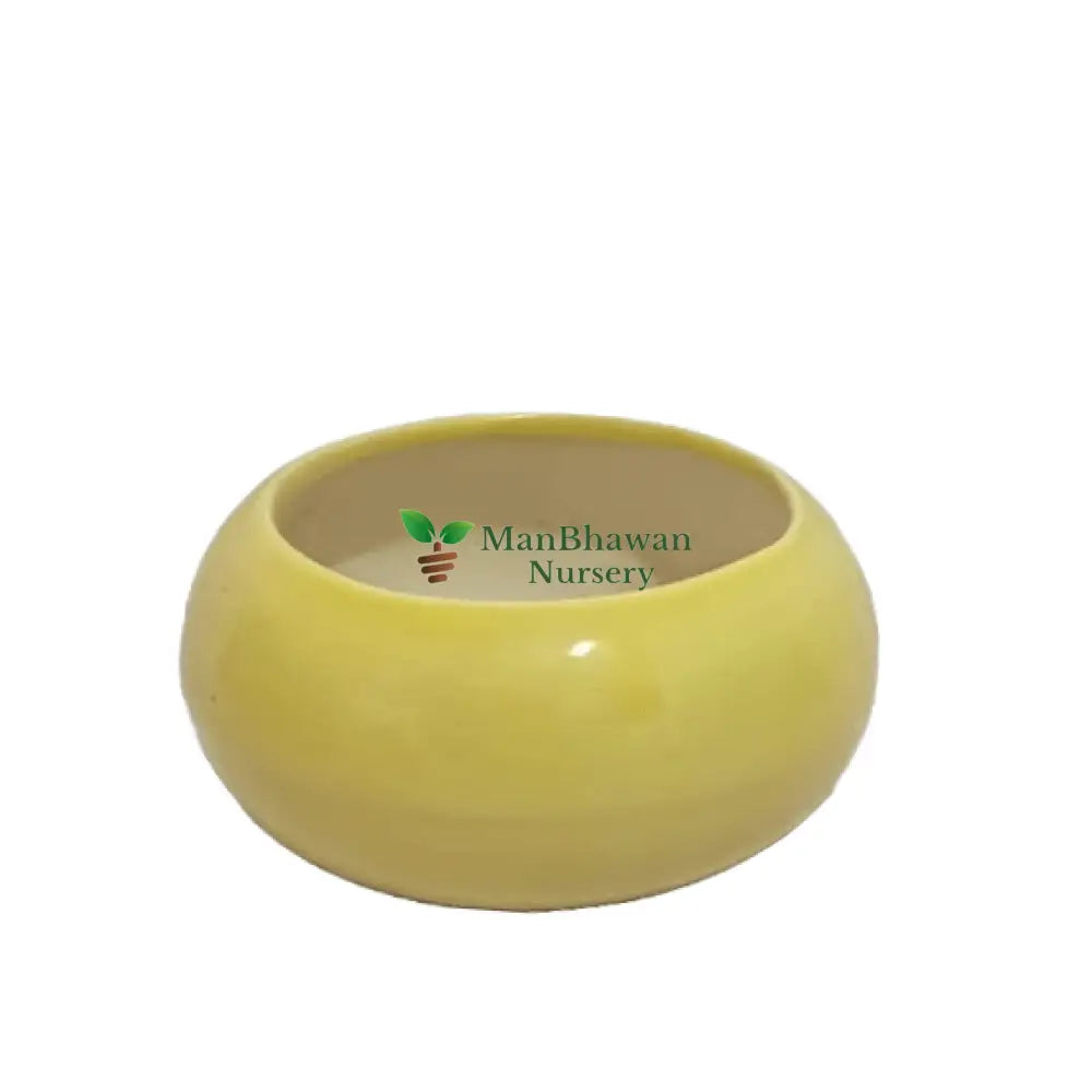 Bowl Shaped - Ceramic Pot 5 Inch / Yellow