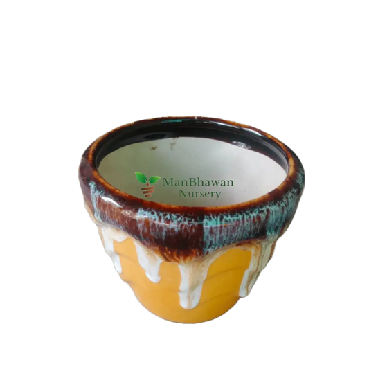 Bucket Ceramic Pot with Painting: A decorative masterpiece, adding artistic flair to your garden or home interior