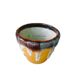 Bucket Ceramic Pot with Painting: A decorative masterpiece, adding artistic flair to your garden or home interior