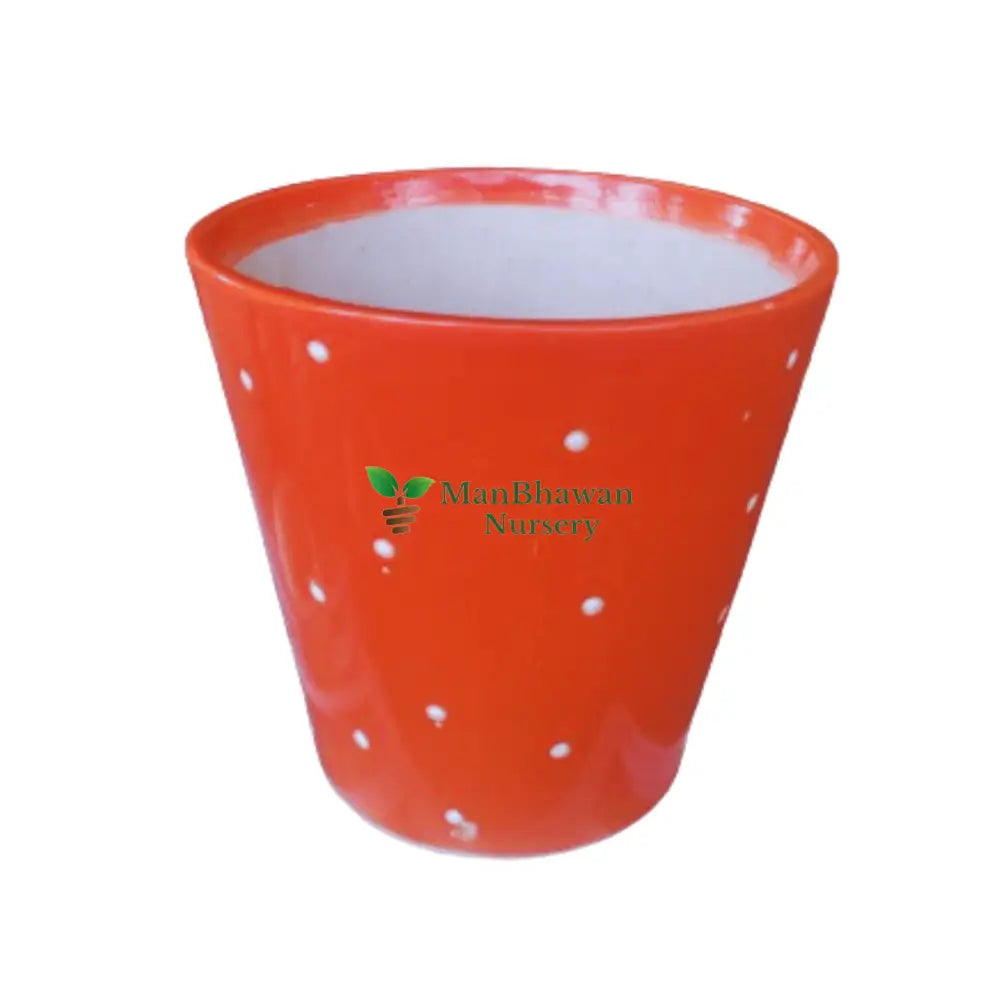 Bucket Shaped - Printed Ceramic Pot 4 Inch / Red Print