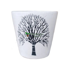 Bucket Shaped - Printed Ceramic Pot 4 Inch / White Print