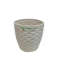 White Diamond Bucket Ceramic Pot - Elegant and Durable Decorative Planter for Indoor and Outdoor Use