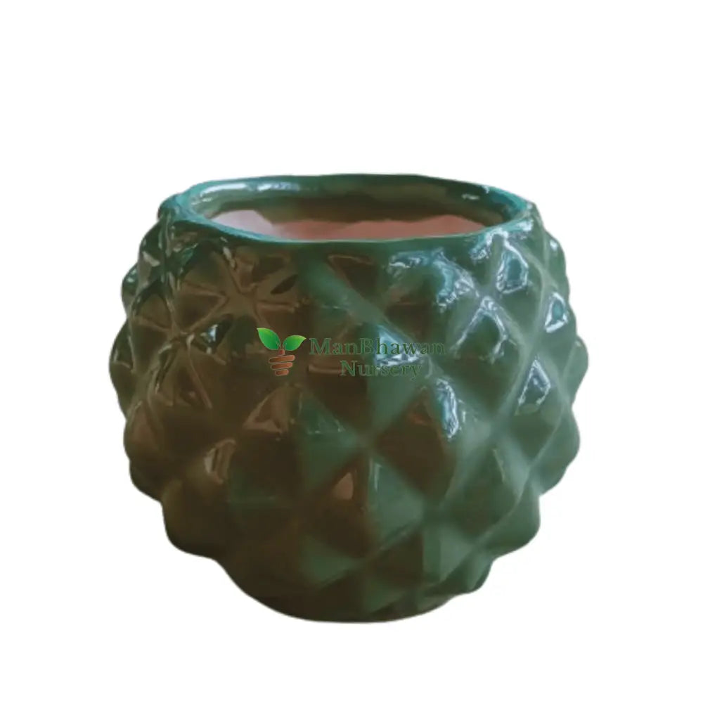 Diamond Shaped - Ceramic Pot Green