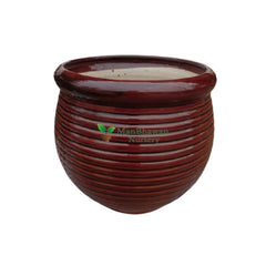Double Glaze Ceramic Pot 12 Inch / Brown