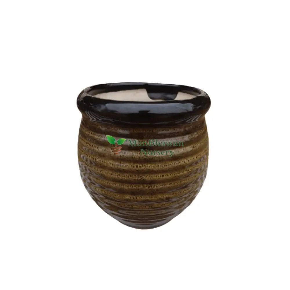 Double Glaze Ceramic Pot 6 Inch / Black
