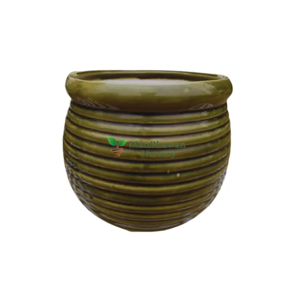 Double Glaze Ceramic Pot 6 Inch / Green