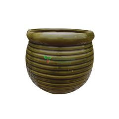 Double Glaze Ceramic Pot 6 Inch / Green