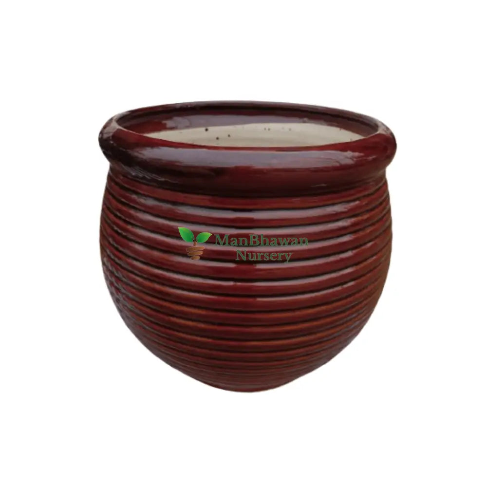 Double Glaze Ceramic Pot 8 Inch / Brown