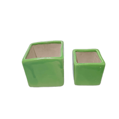 Square Shape - Ceramic Pot 2.5 Inch / Green