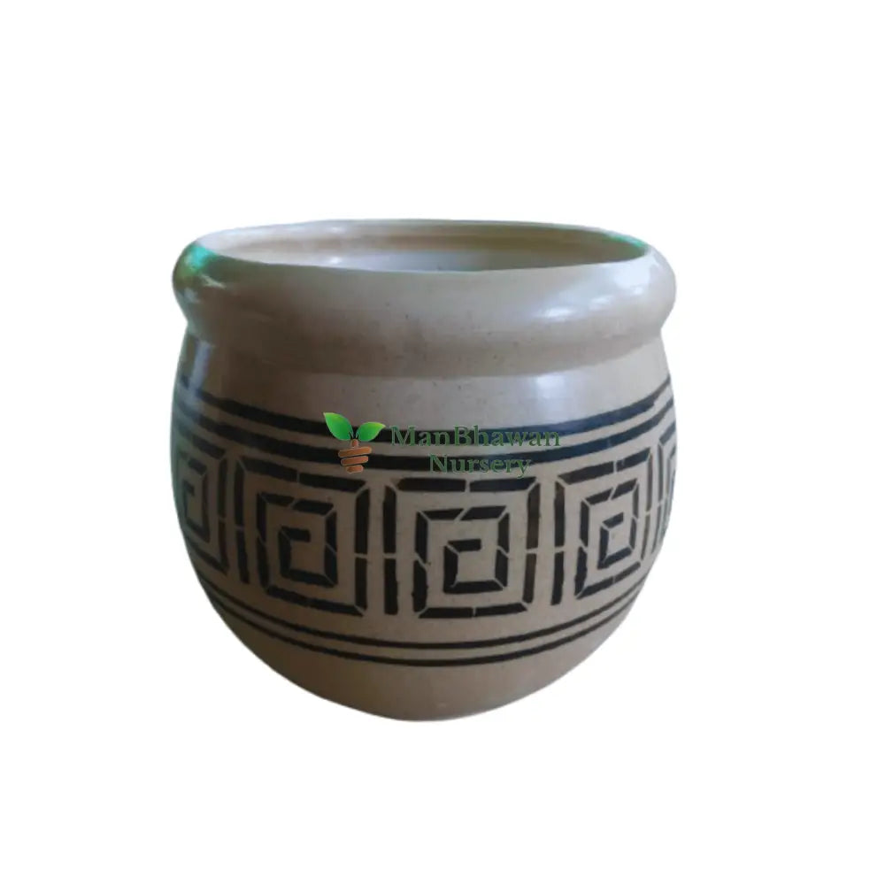 Genda Pot Style - Print Pattern Ceramic Pot 12 Inch / Yellow