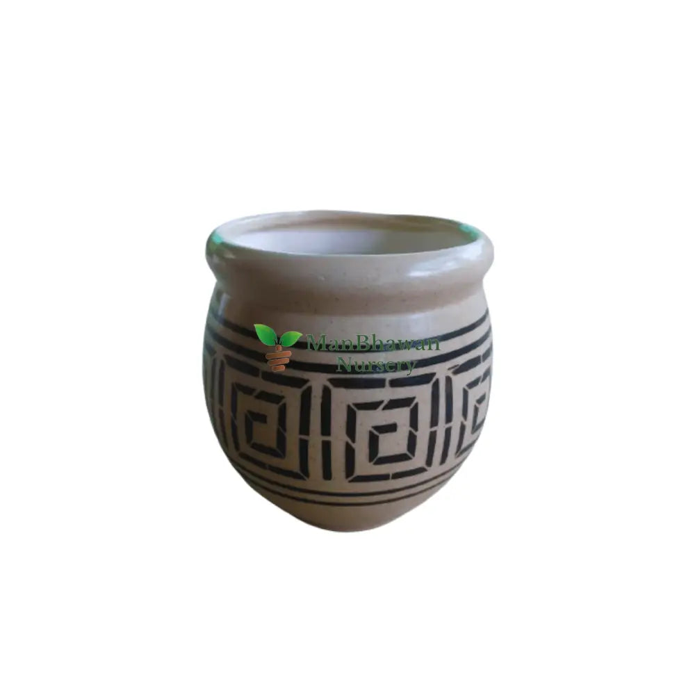 Genda Pot Style - Print Pattern Ceramic Pot 6 Inch / Yellow