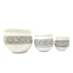 Printed Pattern on Genda Ceramic Plant Pot, Elegantly Designed Genda Pot with Print Detail, Sophisticated Print Pattern on Genda Pot for Plants