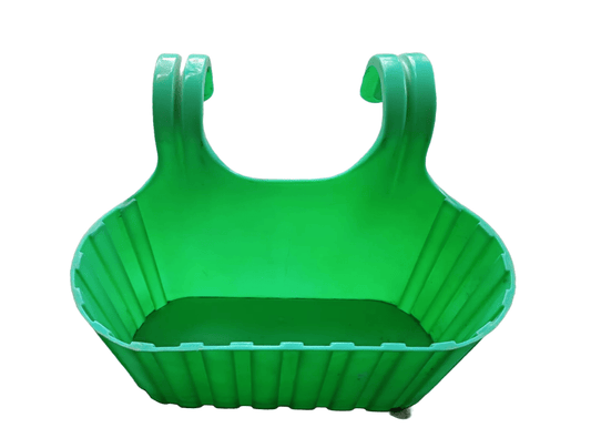 Railing Planter - Double Hook Plastic Pot Green
