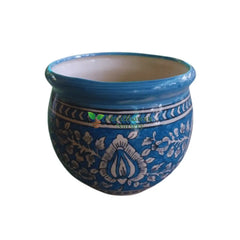 Mughal Genda Printed Ceramic Pot Light Blue / 12 Inch