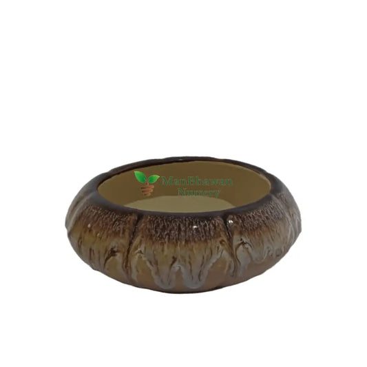 Pehal Bowl Pot - Flow Design Ceramic Pot 6 Inch / Brown