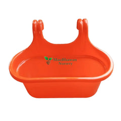 Railing Planter - Double Hook Plastic Pot Orange