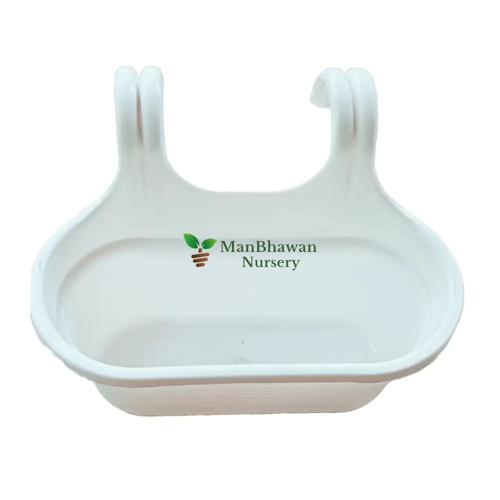 Railing Planter - Double Hook Plastic Pot White