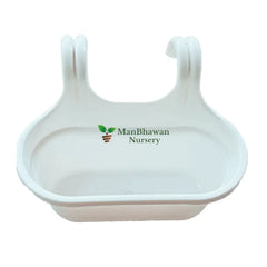 Railing Planter - Double Hook Plastic Pot White