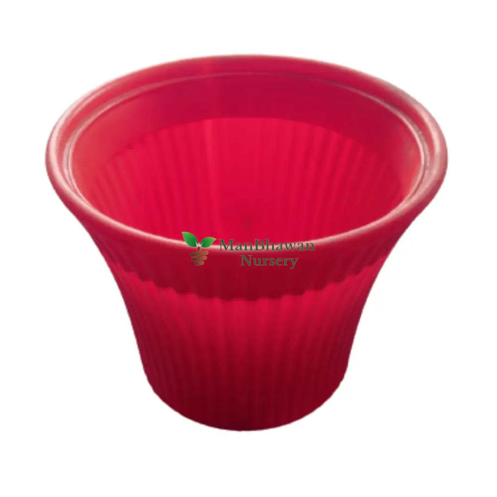 Striped Pattern - Plastic Pot 8 Inch / Red