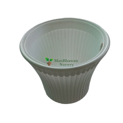 Striped Pattern - Plastic Pot 8 Inch / White