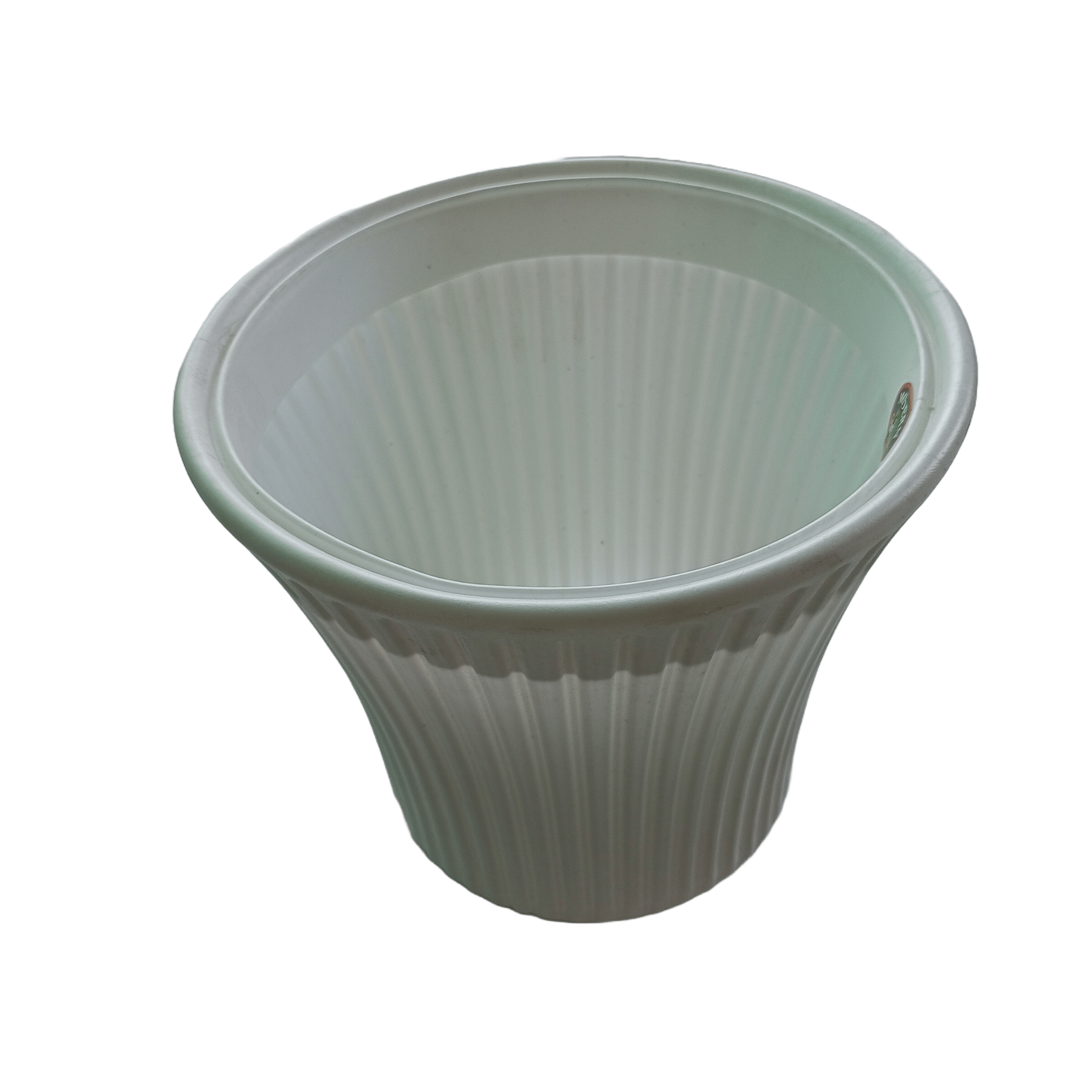 Striped Pattern - Plastic Pot 8 Inch / White