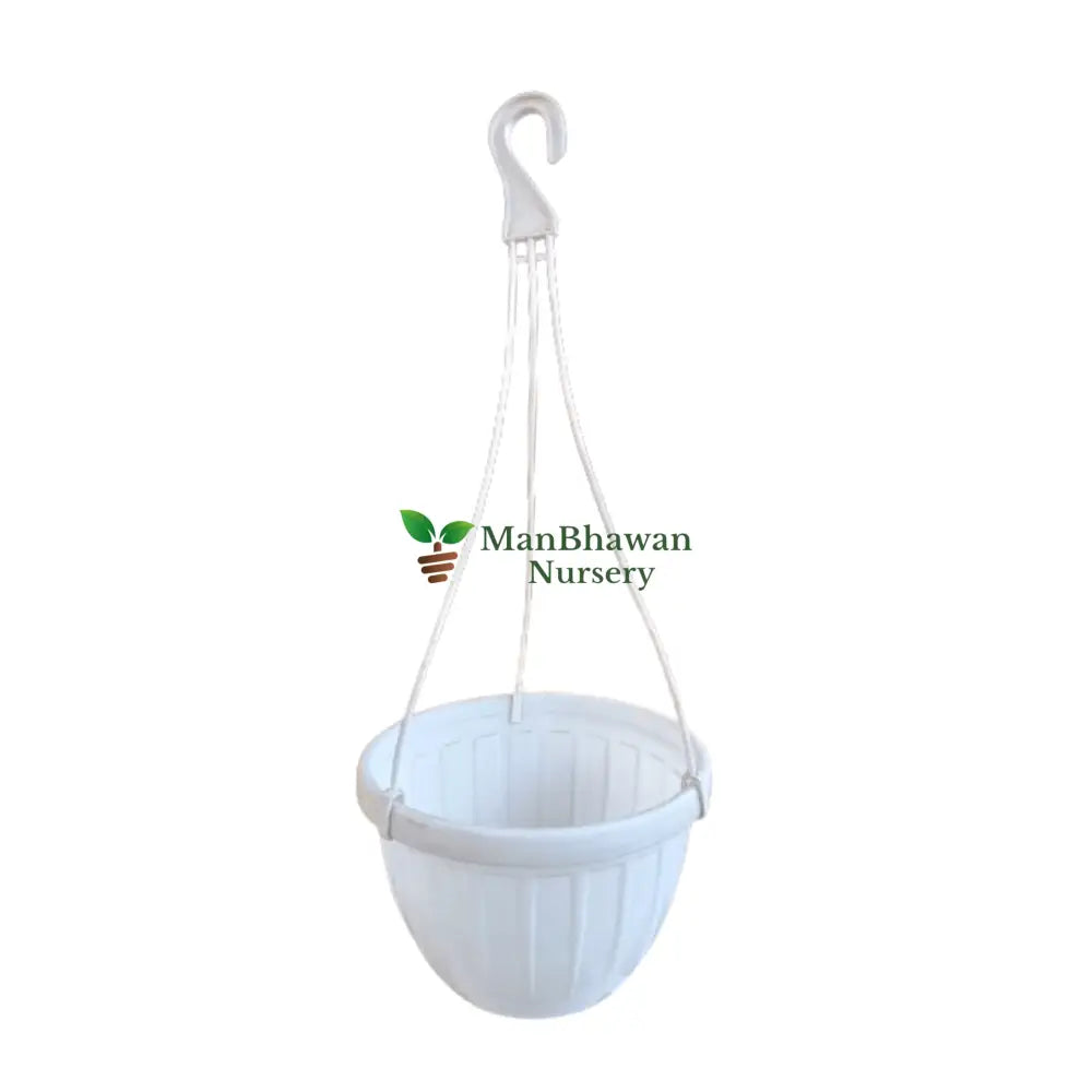 White Hanging Plastic Basket - Outdoor Plant Holder