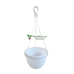 White Hanging Plastic Basket - Outdoor Plant Holder