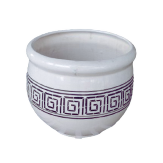 Genda Ceramic Pot with Stylish Print Pattern, Contemporary Print Design on Genda Pottery, Chic Genda Ceramic Pot with Artistic Print, Genda Planter Featuring Modern Print Style