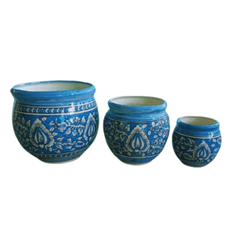 Mughal Genda Printed Ceramic Pot