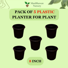 Black Plastic Planter Five Pot Combo - 8 Inch Size