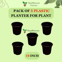 Black Plastic Planter Five Pot Combo - 10 Inch Size