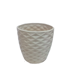 White Diamond Bucket Ceramic Pot - Elegant and Durable Decorative Planter for Indoor and Outdoor Use