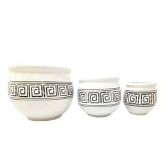 Printed Pattern on Genda Ceramic Plant Pot, Elegantly Designed Genda Pot with Print Detail, Sophisticated Print Pattern on Genda Pot for Plants