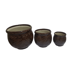 Genda Ceramic Pot Cutting Style - Striped Pattern