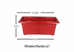Rectangle Plastic Pot - Multicolor 14 Inch / Red